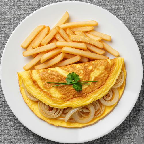 Onion Omelette With Chips 