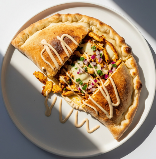 Chips, Cheese & Tikka Calzone 